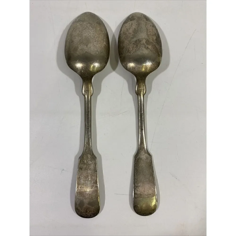 Vintage Rogers Silverplate Serving Spoon Set (2) Tipped Pattern Anchor AA 8”‎